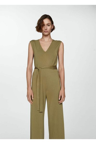 MANGO Woman Long Tie Detailed Jumpsuit