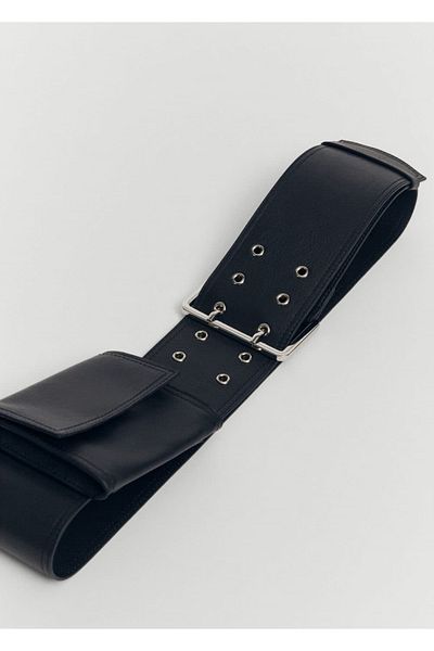 MANGO Woman Belted Leather Waist Bag