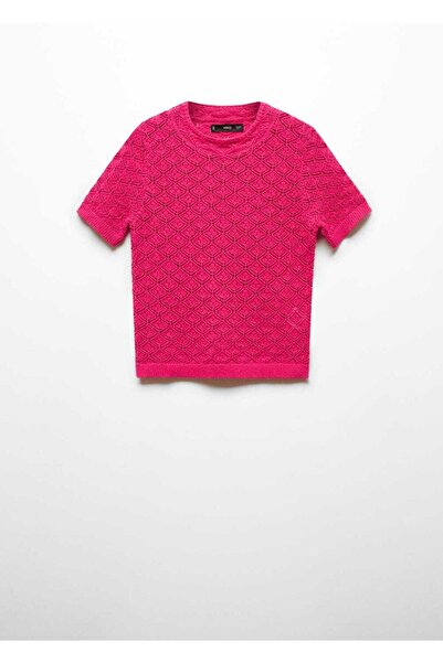 MANGO Woman Kısa kollu delikli kazak