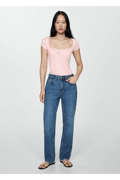 MANGO Woman Drape Detailed T-Shirt