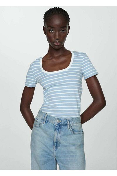 MANGO Woman Koton Striped T-Shirt