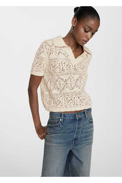 MANGO Woman Strickpullover mit Lochmuster