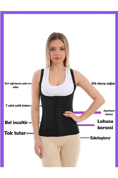 EMBA KORSE Women's Strap Latex Steel Underwire Black Corset Size 2 Slimming Belly Gathering Slimming Corset