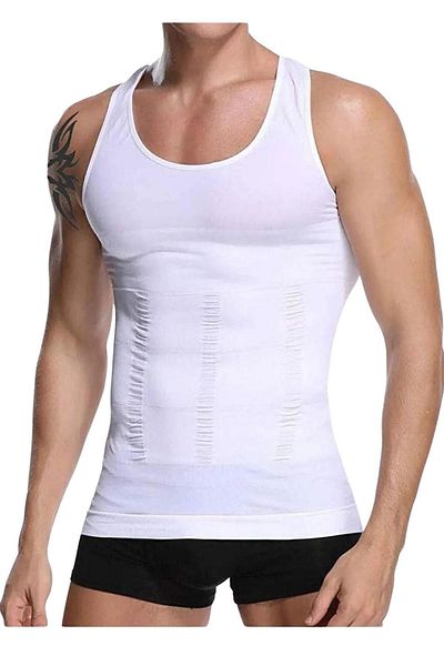EMBA BUTİK Men's White Slim Fit N Lift Corset - Extra Recovery Belly Slimming Athlete Type