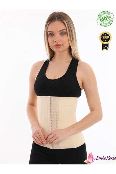 EMBA KORSE Women's Strapless Latex Steel Underwire Skin Corset Size 2 Slimming Belly Gathering Corset