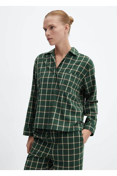 MANGO Woman Pyjamahemd aus Flanell mit Karomuster