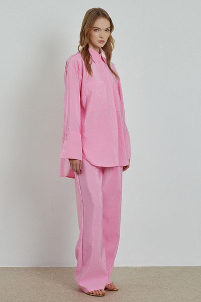 Hooopstore Pink Wide Cuffed Sleeve Detailed Set