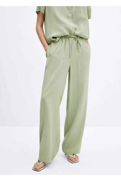 MANGO Woman Elastic waistband wideleg pants