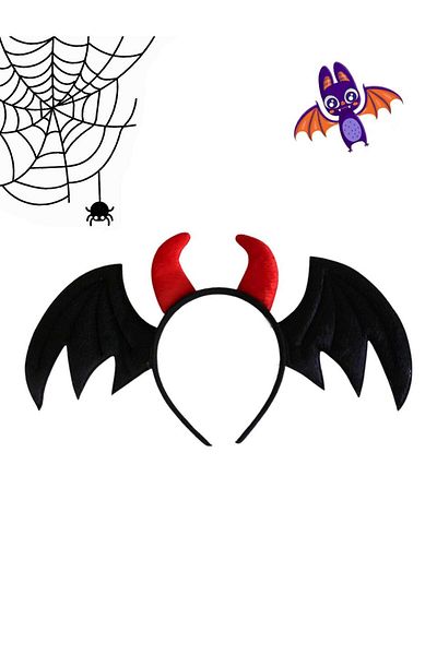 Parti Adresi Αξεσουάρ Halloween Batwing Devil Crown Halloween Μαύρο