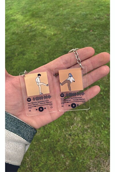 BLUE HOME'S Sevgililere Özel Spotify Barkodlu Çift Anahtarlık Şeffaf