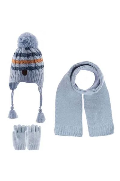 Kitti Gloves Scarf Beanie Set Baby Blue