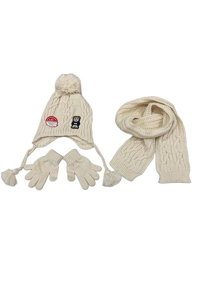 Kitti Gloves Scarf Beanie Set Cream
