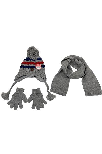 Kitti Gloves Scarf Beanie Set Light Gray