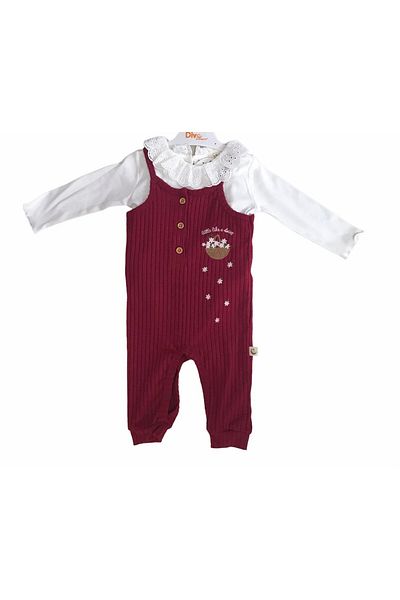 Divonette Salopet Suit Floral Embroidered Claret Red