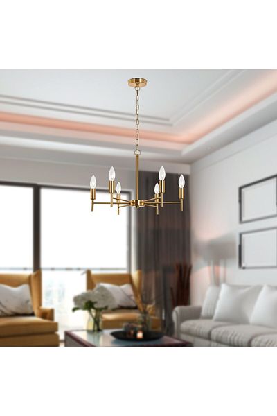 ZEY Zeybili̇şim Vaneo 6-Piece Gold Modern Young Room Kitchen Living Room Chandelier