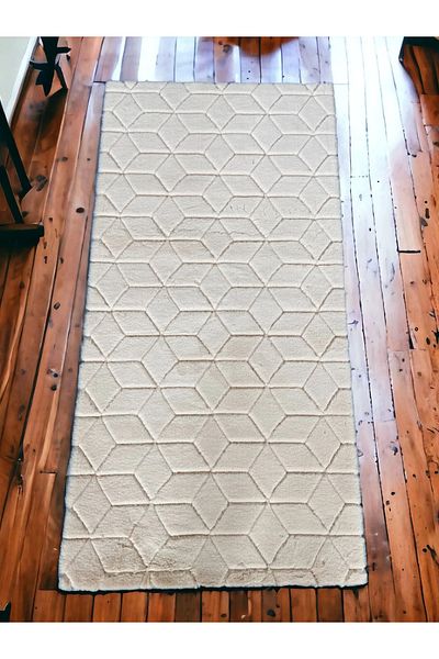 Prizma Comfort Diamond No:1 - Washable Single Bathroom Rug and Mat |   Milk Coffee - (75X110) cm