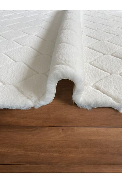 Prizma Comfort Diamond No:2 - Washable Single Bath Rug and Mat - Cream (75X110) cm
