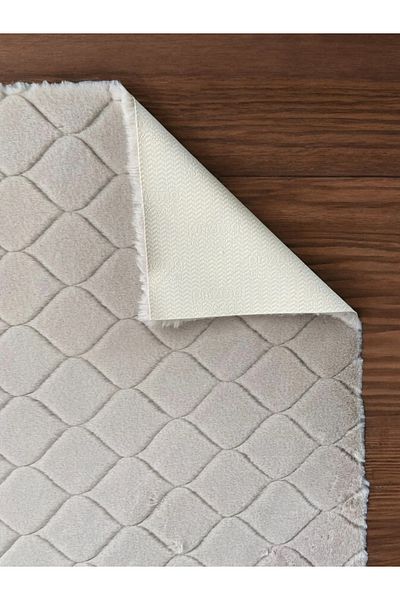 Prizma Comfort Diamond No:2 - Washable 2-Piece Beige Bathroom Rug and Mat (60X100) (50X60) cm