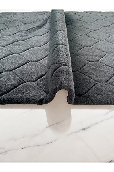 Prizma Comfort Diamond No:2 , Yıkanabilir Tekli Banyo Halısı, Paspası | Siyah - (75x110) Cm