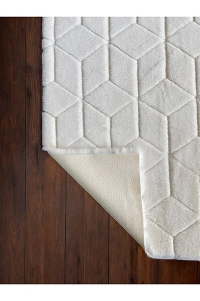 Prizma Comfort Diamond No:1 - Washable 2-Piece Bathroom Rug and Mat |   Cream - (60X100) (50X60) cm