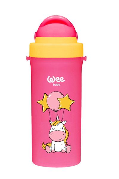 Wee Baby Glass with Straw 300 ml - Pink