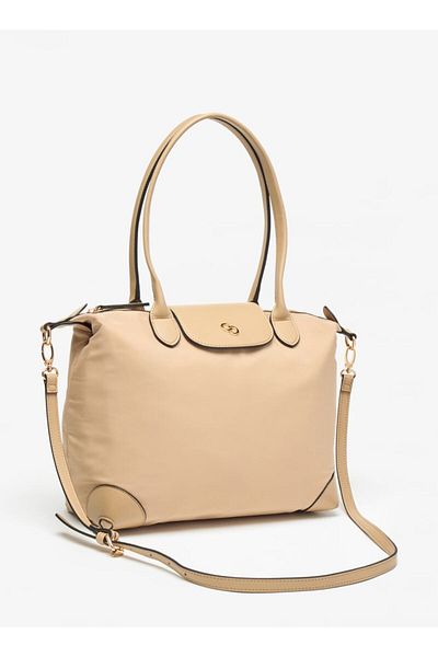 Celeste Solid Tote Bag with Flap Closure and Detachable Strap