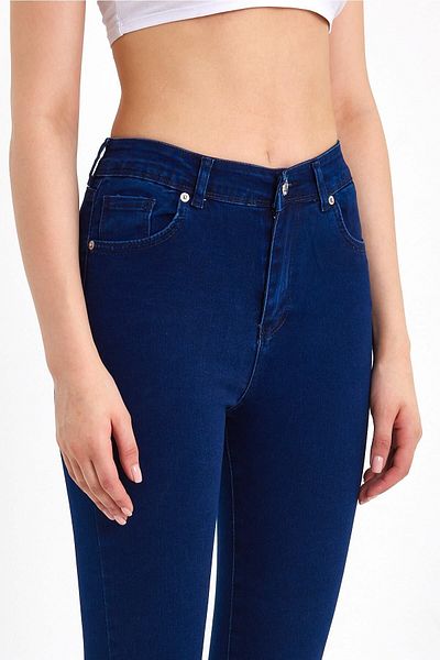 VivaJoy Blugi skinny albaștri cu talie înaltă