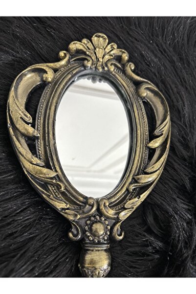 busraconcept El Aynası Dekoratif Siyah Gold Eskitme