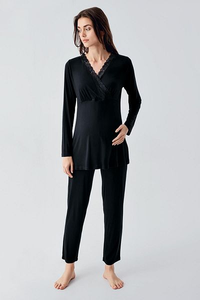 Artış Set pijamale și rochii de maternitate viscoase din Lycra - mâneci lungi