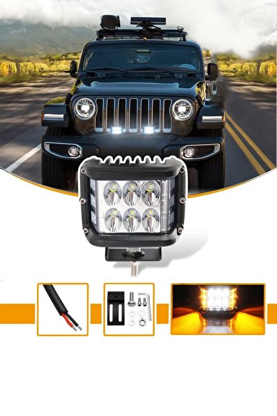 Carlifestyle Off Road 45w 12 Led 10cm Beyaz Turuncu Kare Sis Farı Çalışma Lam...