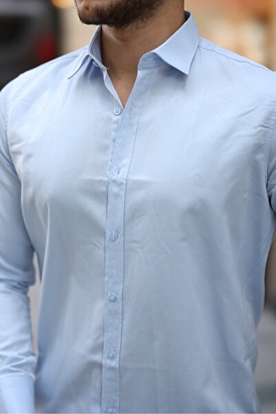 Twenhil Dar Kesim Klasik Spor Gömlek Mavi