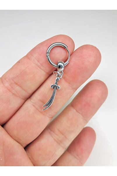 Açıkmeşe Ev Yaşam Ürünleri Hz Ali Zülfikar Kılıç Unisex Cerrahi Çelik Kararmaz Sallantılı Spor Halka Küpe 1 Adet