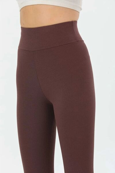 bysevensail Brown Extra High Waist Ribbed Tights