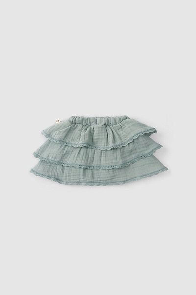 Little Gusto Organic Cotton Embroidered Muslin Baby Skirt Green with Bloomer