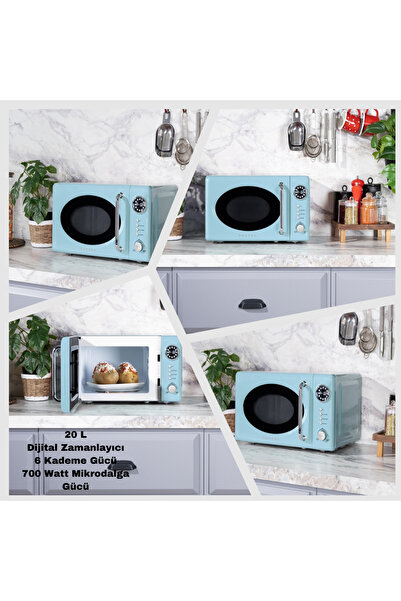 Vestel MD 20 YD Retro Düş Mavisi Mikrodalga Fırın