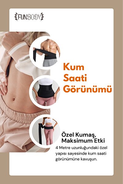 FUNBODY حزام خصر بتأثير الساعة الرملية 4 أمتار