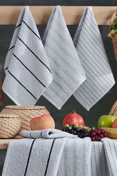 Casnack Seher 6-Piece Kitchen and Face Towel Set - 30x50 cm