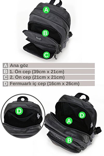 Old Cotton 7184 Revilla Gri Sırt Okul seyahat -15.6 Inç Laptop - Notebook Spor Kanvas Pamuk Kumaş Çantası