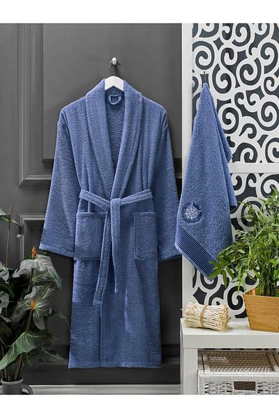 Casnack Σετ μπουρνούζι με πετσέτα Navy Blue 2 τεμ