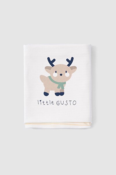 Little Gusto بطانية أطفال من القطن العضوي بطبقة مزدوجة بنمط غزال بلاي تايم