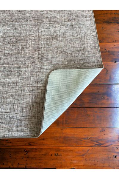 Prizma Light Brown Colored Natural Non-Slip Washable Single Bath Rug and Mat - (80X120) cm