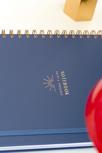 Matt Notebook 20x28 cm A4 Lastikli Spiralli Sert Kapak Not Defteri Çizgili Lacivert