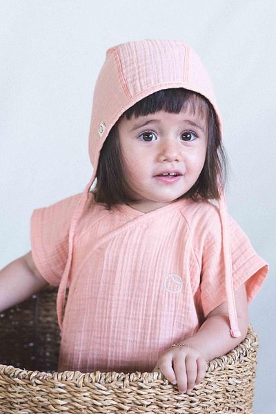Little Gusto Muslin English Baby Hat Pink Organic Cotton