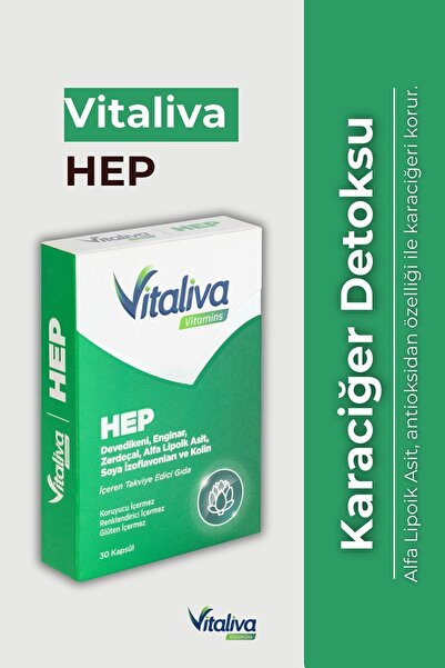 Vitaliva Vitamins HEP Devedikeni, Enginar, Zerdeçal, Alfa Lipoik Asit, Soya İzoflavonları ve Kolin