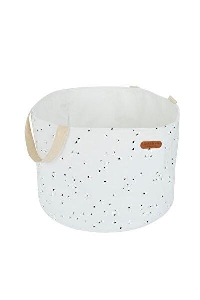 Little Gusto سلة ألعاب بمقبض من القطن العضوي باللون الأبيض