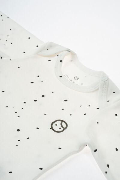 Little Gusto Long Sleeve Adjustable Snap Fastener Bodysuit Cosmos White Organic Cotton
