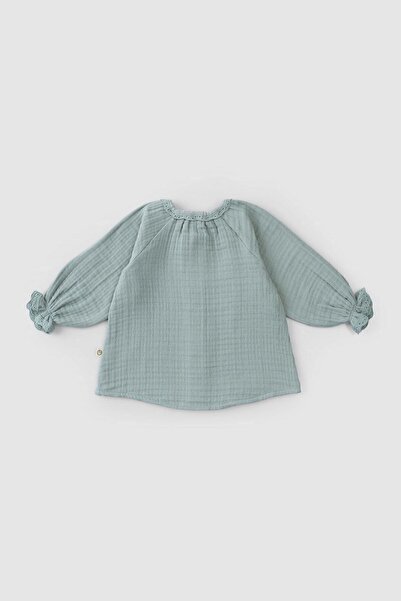 Little Gusto Embroidered Muslin Baby Shirt Organic Cotton Green