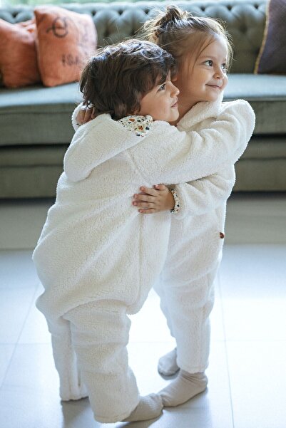 Little Gusto Hooded Wellsoft Jumpsuit Baby White