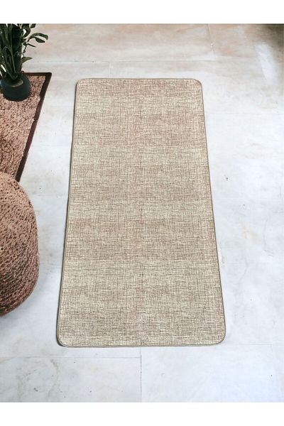 Prizma Light Brown Colored Natural Non-Slip Washable Single Bath Rug and Mat - (80X120) cm