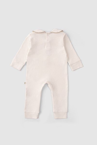 Little Gusto Organic Cotton Baby Collared Jumpsuit Playtime Deer Embroidered